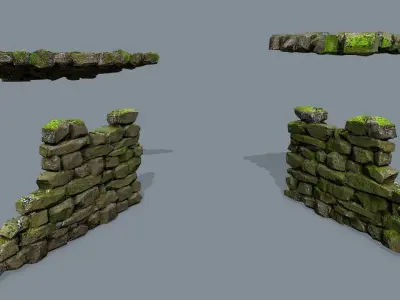 Ruin set Low-poly 3D model 2
