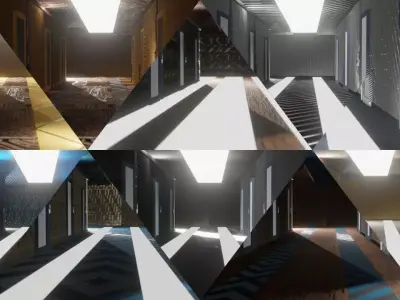 Corridor set ready to render Low-poly 3D model