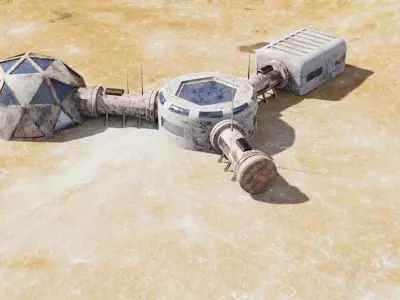 Martian base Low-poly 3D model