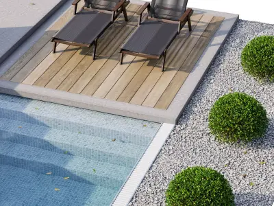 Backyard and Landscape with Pool 09 3D model