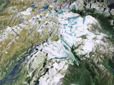 Mountain landscape near city Brig Switzerland 3D model