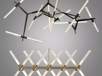 Agnes light fixture with metal rods hanging from it 3D model