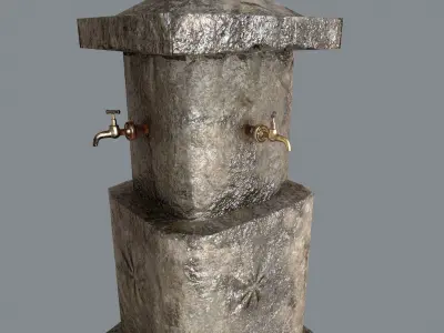 Multiple Drinking Water Taps Low-poly 3D model