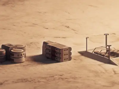 Space base buildings 3D Model Pack