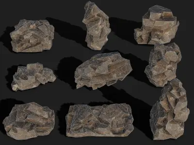 Mountain cliff Rocks - PBR Pack 01 Low-poly 3D model
