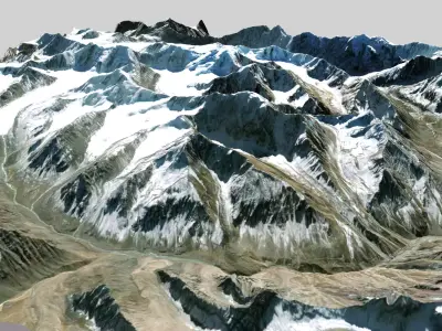  Mountain landscape Baspa Bamak Glacier India 3D model