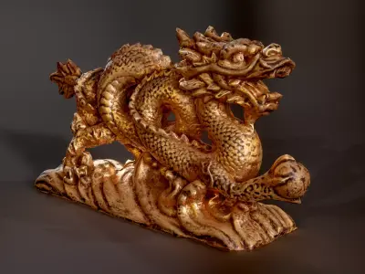 Statue dragon Low-poly 3D model