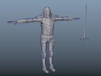 Low Poly Knight holding sword Low-poly 3D model