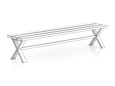 Simple Wooden Bench 3D model