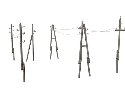 Electric pole PBR texture Low-poly 3D model
