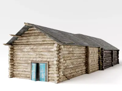 Wooden old barn house rf1 Low-poly 3D model