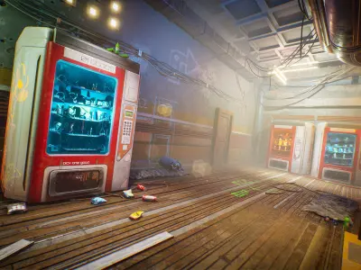 Cyberpunk Interior Environment Kitbash Set Low-poly 3D model