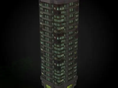 Skyscraper tall building Low-poly 3D model buy