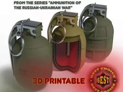 Bulgarian hand grenades GHO1 and GHD2 Moulage 3Dprintable 3D model