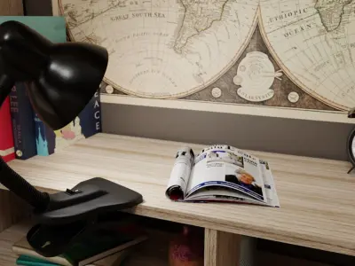 Rigged desk lamp 3D model