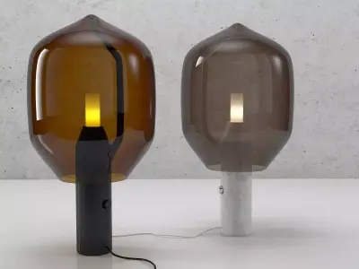 Lighthouse table lamp made of glass and metal 3D model