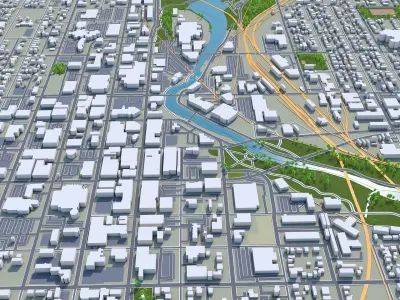 Sioux Falls South Dakota USA 40km Low-poly 3D model