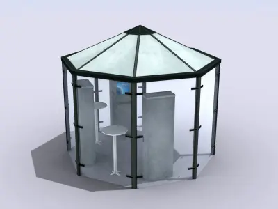 Multimedia Kiosk Low-poly 3D model