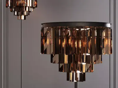 RH 1920S ODEON SMOKE GLASS FLOOR LAMP 4-TIER Black 3D model