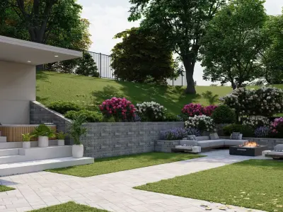 3D Exterior Scene 3D model design garden and landscape 3D 3D model 8