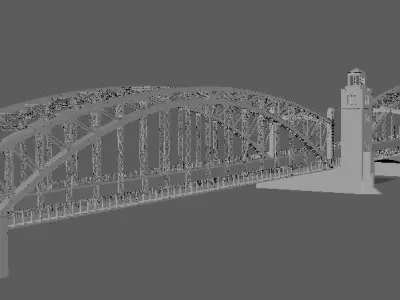 bridge 3d model with clock tower 3D model
