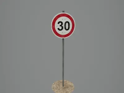 Road Sign 09 - Speed Limit - 30 Low-poly 3D model