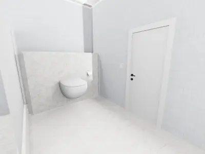 bathroom is maden in light colors  3D model