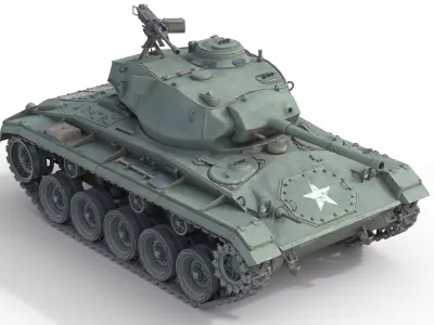 M24 Chaffee American Light Tank Low-poly 3D model