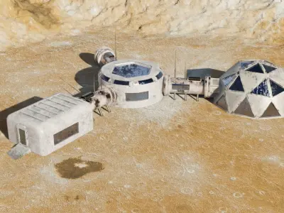 Mars base Low-poly 3D model