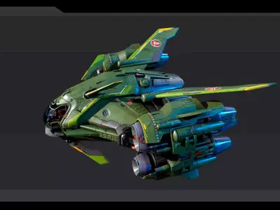 SF Corsair Starship  Low-poly 3D model
