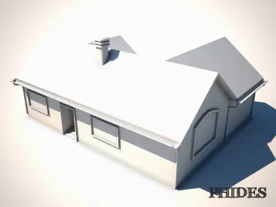Low poly house untextured Low-poly 3D model