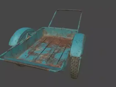 Gardener handcart Free low-poly 3D model