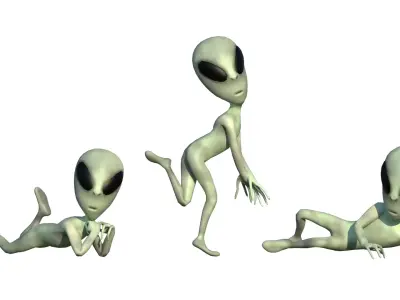 Stylized Alien 3D Model Humanoid Extraterrestrial Character Low-poly 3D model