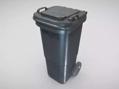 Black Plastic Waste Bin 60 Liters 945x360x448 Low-poly 3D model