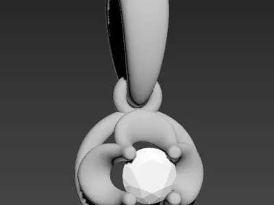 141027 P simple pendant with round gemstone Free 3D print model