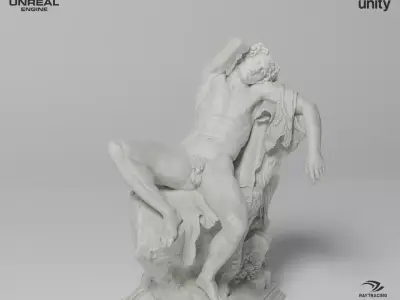 Barberini Faun Sculpture VR AR Mobile-ready Game-ready Low-poly 3D model