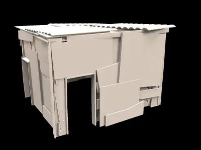 Shanty House - Exterior and Interior Low-poly 3D model
