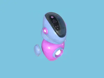 Flying Robot 03 Pink Blue - Character SciFi Design Low-poly 3D model