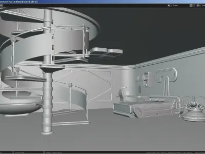 Sci-Fi Stylized Isometric Bedroom 3D model