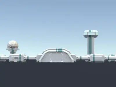 Low-Poly Sci-Fi base Low-poly 3D model