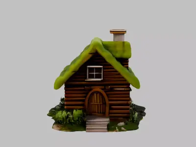 Moshed Roof House 2 Free low-poly 3D model