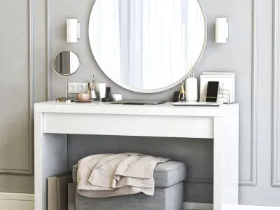 MALM Dressing Table with LANGESUND Mirror  3D model