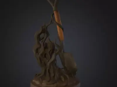 Unearthed Enigma Stone Sculpture Low-poly 3D model