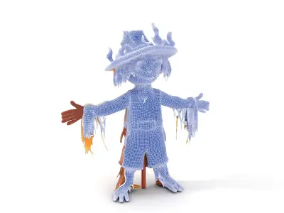 Flaming Scarecrow Rigged and Animated D Character Model Low-poly 3D model