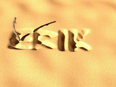 Drawing With Tree Branch In The Sand 3D model