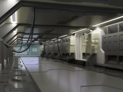 spaceship space station futuristic metal aliens doom sci-fi 3D model