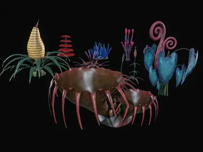 Sci-Fi Plants Pack Low-poly 3D model