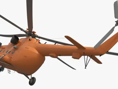  Multirole Support Helicopter Orange Rigged for Cinema 4D 