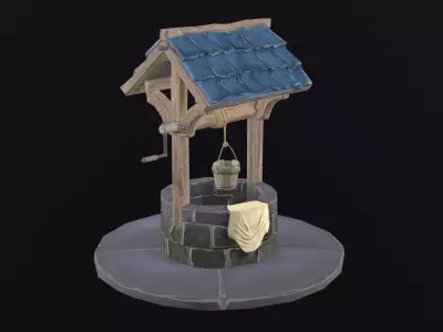 Stone well Low-poly 3D model