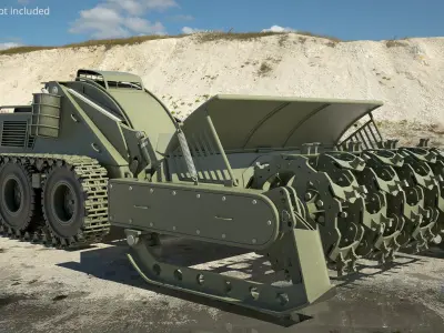  Tracked Mine Clearing UGV with Armored Flail Military Green 